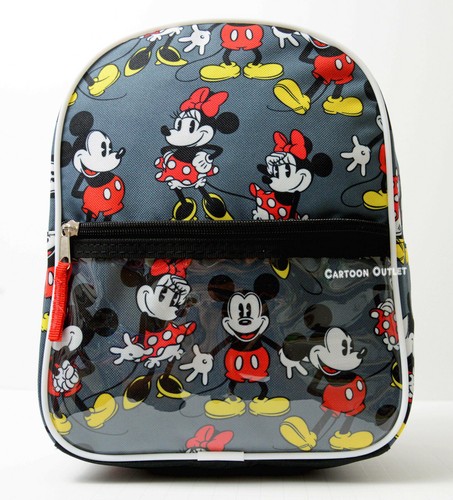 Disney Mickey and Minnie Mouse Print mini Backpack with key chains Small Black - Picture 2 of 8