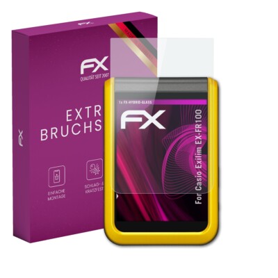 atFoliX Glasfolie für Casio Exilim EX-FR100 Displayfolie 9H Schutzpanzer