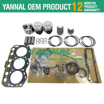 For Yanmar 3TNV76 Overhaul Rebuild Kit Engine Ammann VIO25 SV20 Excavator Repair