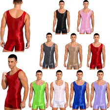 Mens Shorts Bathing Suit Shiny Stage Shows Glossy Gym Jumpsuit Swimwear Oil