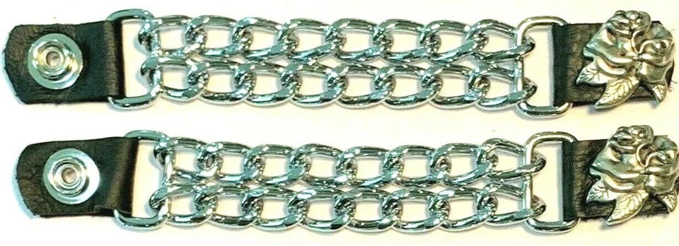 2 ROSAS DAMAS CORTE DIAMANTE CROMO MOTOCICLISTA CHALECO EXTENSORES HECHO EN EE. UU. Foto 2 de 2