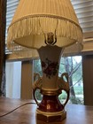 VTG 1940's Jenny Worrall Lamp Ruby Roses Swan Handles Gilded FINIALS Fluted — photo 1