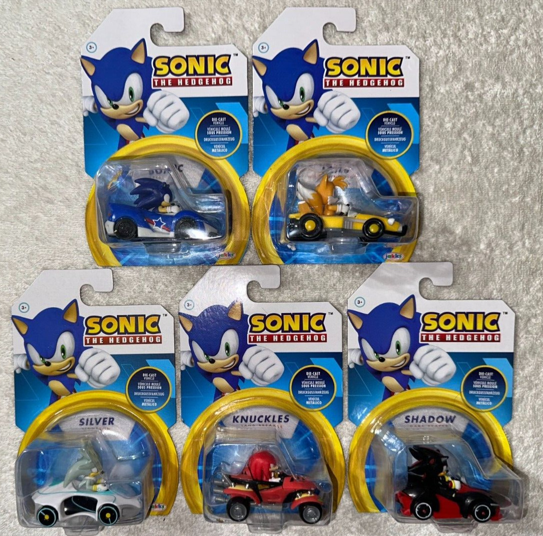 5x SONIC THE HEDGEHOG DIE CAST SONIC / SHADOW / KNUCKLES / TAILS / SILVER  *NEW*