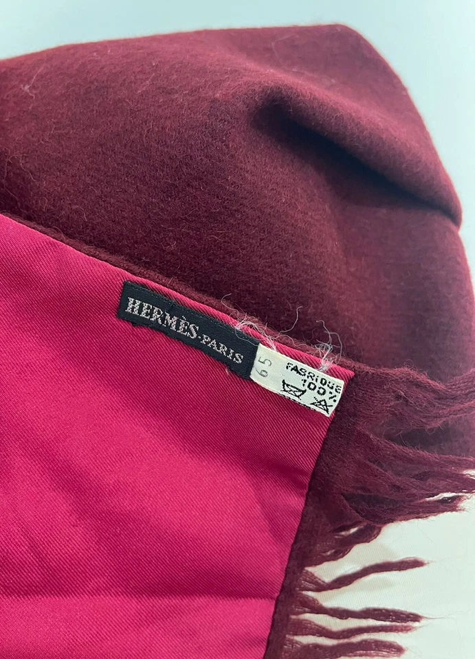 S4# Hermès réversible rectangle Silk scarf red 53/15 inch made in France - Image 3 of 4