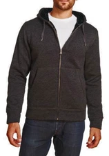 Weatherproof Men's Black Full Zip Sherpa Lined Hooded Jacket