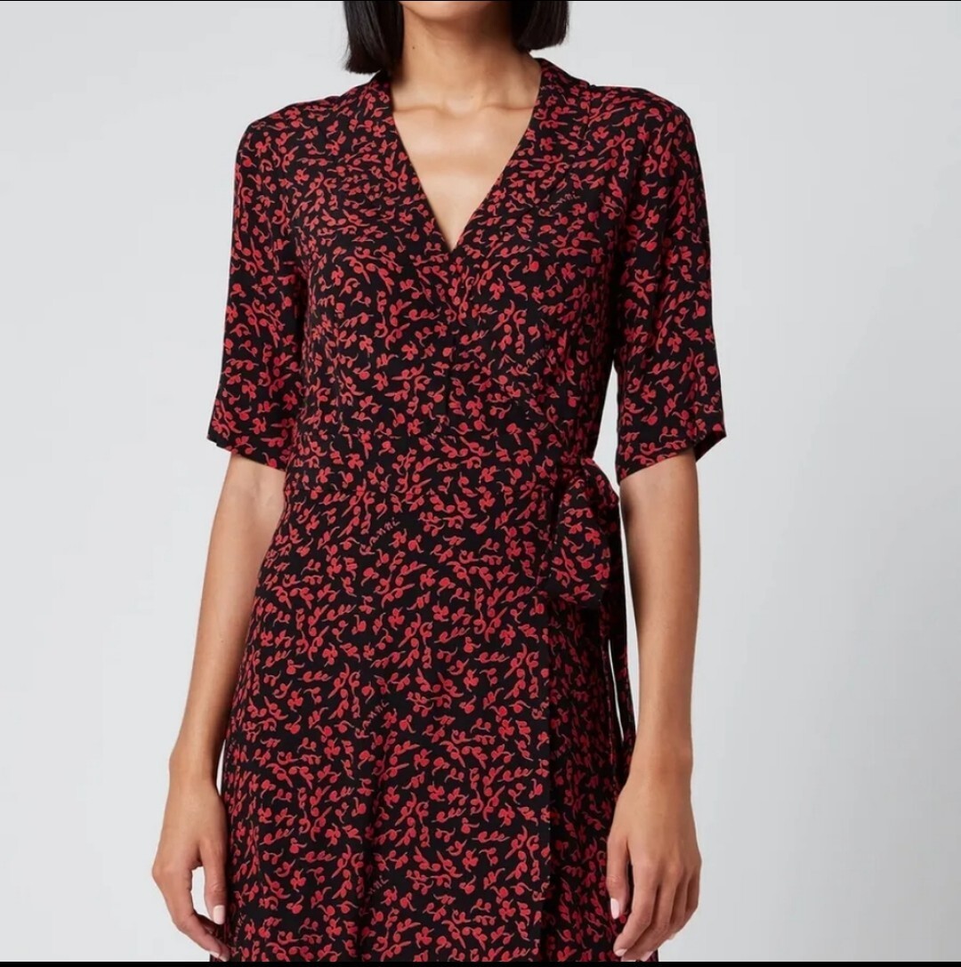 Ganni Crepe Wrap Midi Dress | eBay