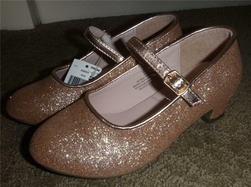 Mary Jane Glitter Shoes Heel Girls 