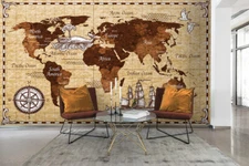 3D Retro World Map Wallpaper Wall Mural Removable Self-adhesive Sticker 443