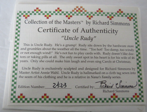 Richard Simmons Nanas Familie Figur "Onkel Rudy" Box nummeriert Zertifikat - Bild 3 von 12
