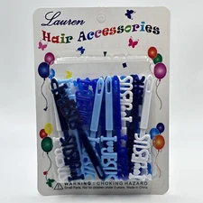 I Love Jesus Hair Barrettes - 20 Pcs Blue Mix - Snap-On Girls Kids