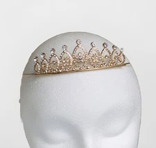 Princess Bridal Wedding Tiara Hair Accessory,  Gold Tone, Crystals, Butterflies