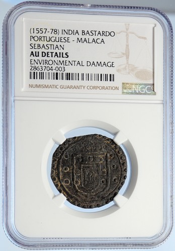 1557-78 INDIA PORTUGESE PORTUGAL King Sebastiao ANTIQUE Bastado Coin NGC i106054 - Picture 3 of 5