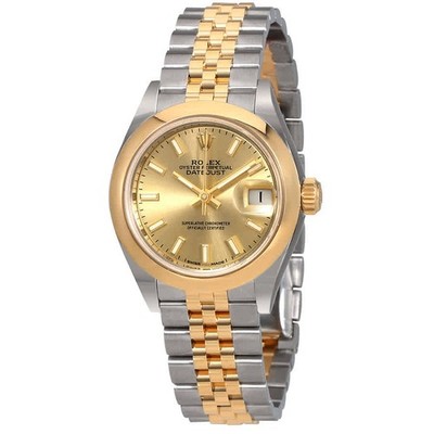 Rolex Lady Datejust 28 Champagne Dial Steel and 18kt Yellow Gold Jubilee Watch