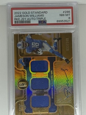 2022 Gold Standard Rookie Triple Jersey Auto Jameson Williams /149 PSA 8