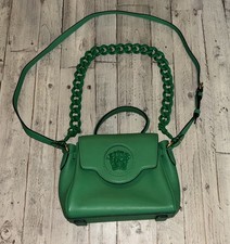 Versace Medusa Bright Green Leather Top Handle Bag Purse