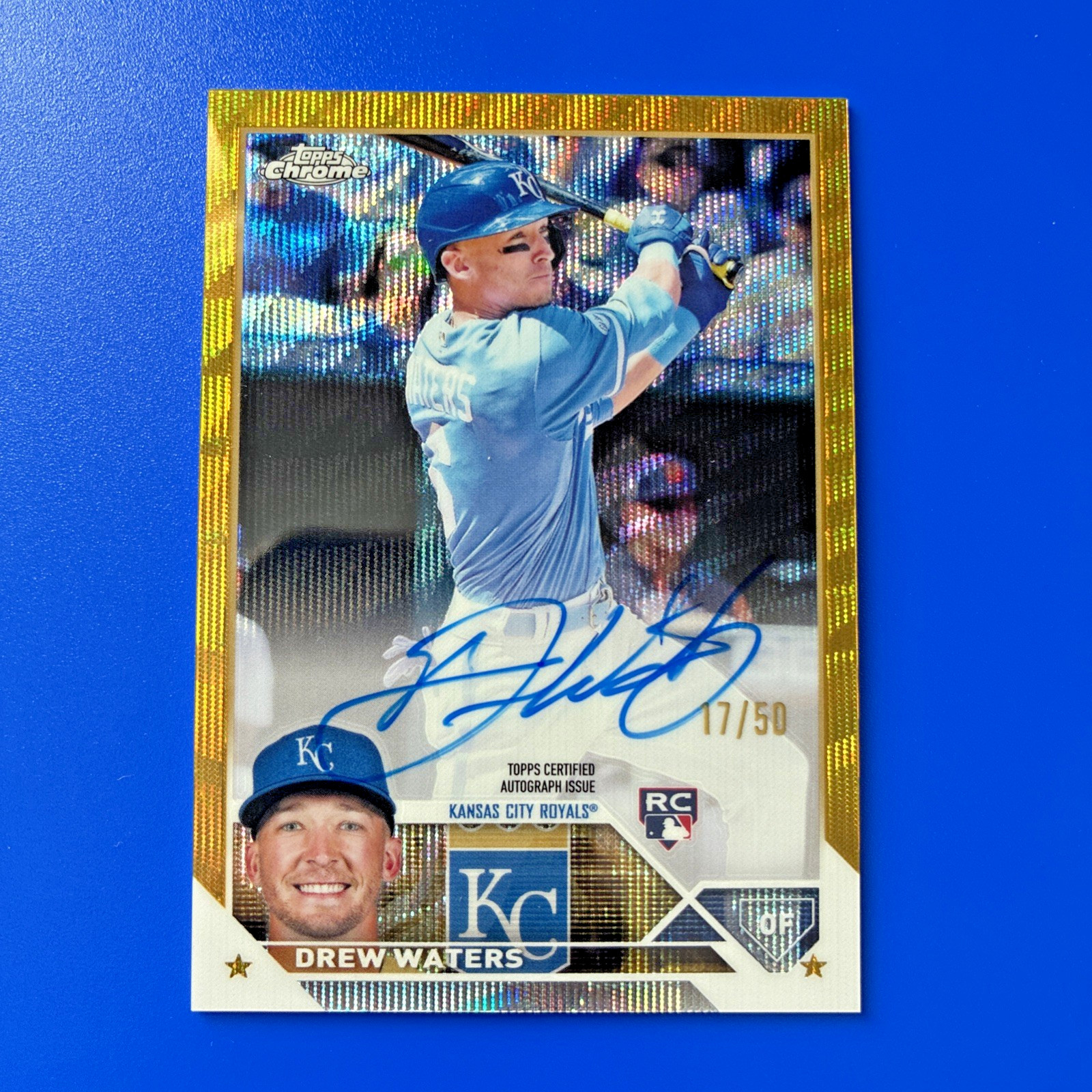 2023 Topps Chrome Drew Waters Auto Gold Refractor /50 RC Sharp corners!