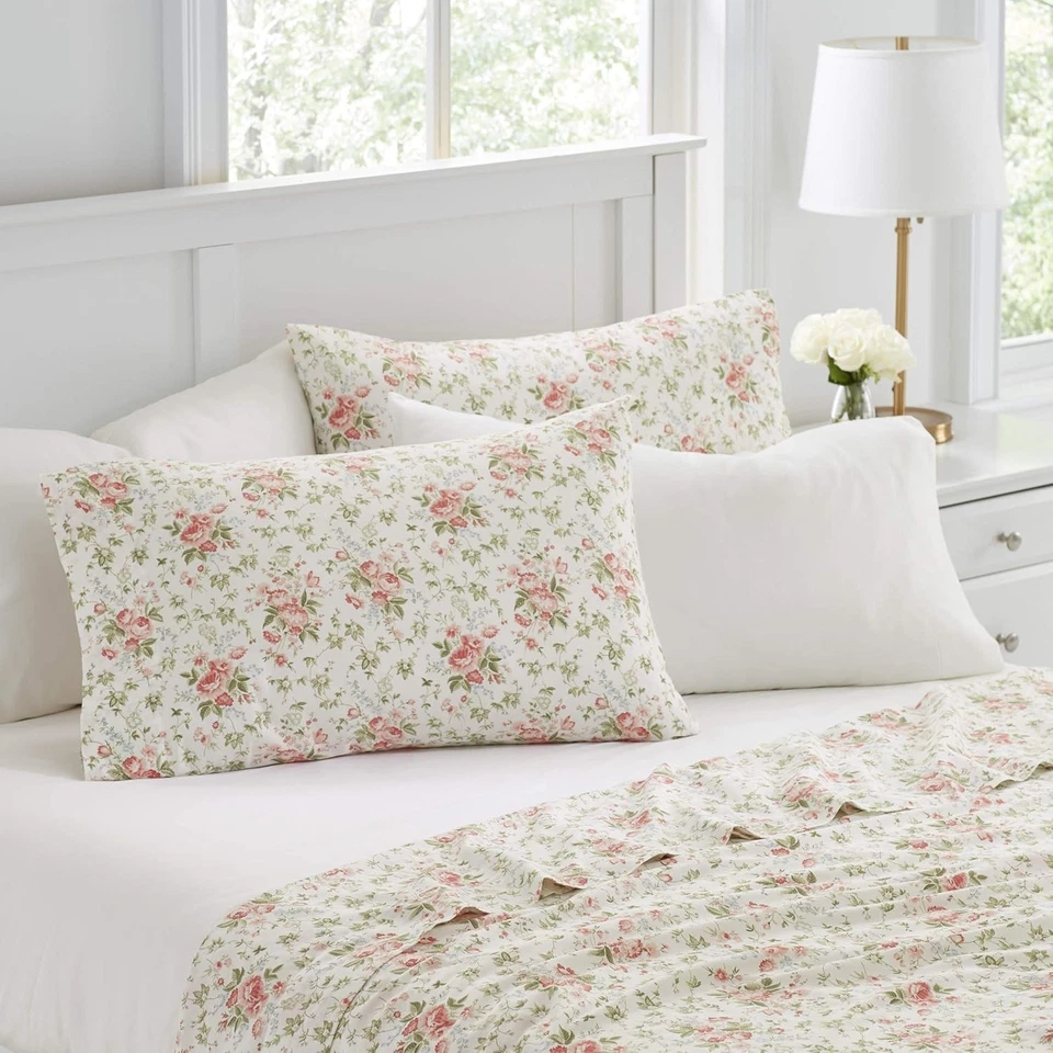 Breathable Percale Cotton Sheets, Marissa Coral - Image 4 of 4