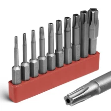 10-Piece Security Torx Bit Set with Magnetic S2 Steel and 1/4" Hex Shank