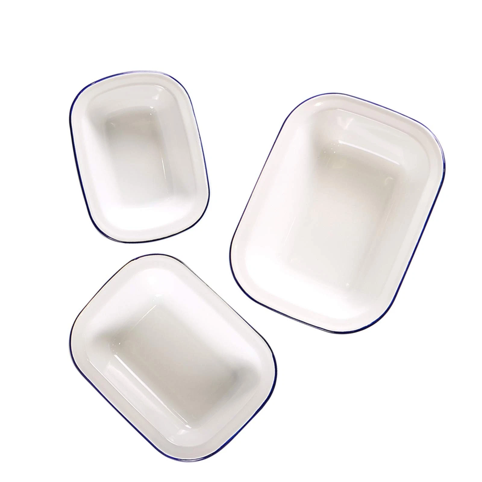 Enamelware Roasting Pan 3 Pack Enameled Steel Oblong Pie Pan Pie Dish Roaster...