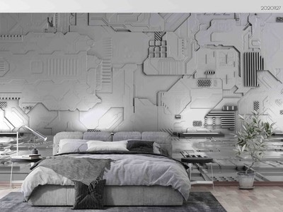 3D White Mechanical Close-up Wall Murals Wallpaper Murals Wall Sticker