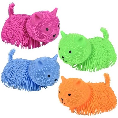 Puffer Kitty Cat Stretchy Shaggy Set of 2, 7 Inches, Ages 3+, Assorted Colors