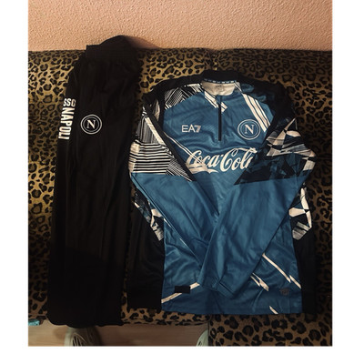 EA7 Emporio Armani SSC Napoli Trainingsanzug 2-tlg XL Blau/Schwarz Polyester