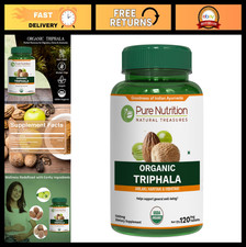 Organic Triphala Tablets 1200mg - 120 Count  Digestive Support, Non-GMO, Gluten