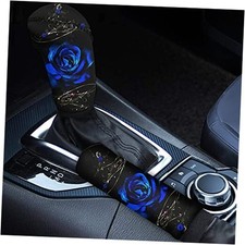 Blue Rose Print Fashion Car Handbrake Cover Gear Shift Knob Cover Rose - Blue