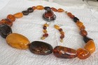 Lot Of 3: Large Vtg 925 Russian Amber P Earrings, Brooch, Necklace Set — photo 2