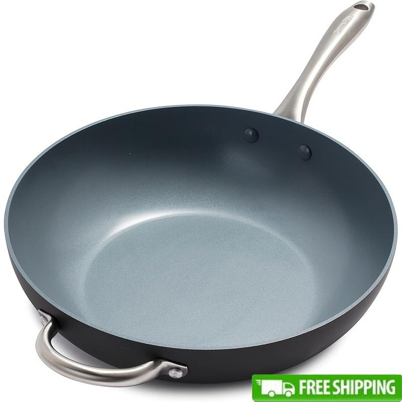 Nonstick Ceramic Frying Pan Hard Anodized Scratch Resistant Stove Safe Cookware