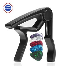 Guitar Capo with 5 Picks Black Electric WINGO Acoustic Guitars