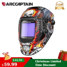 ARCCAPTAIN Auto Darkening Welding Helmet 3.94"X3.66" Viewing Screen 4 Arc Sensor