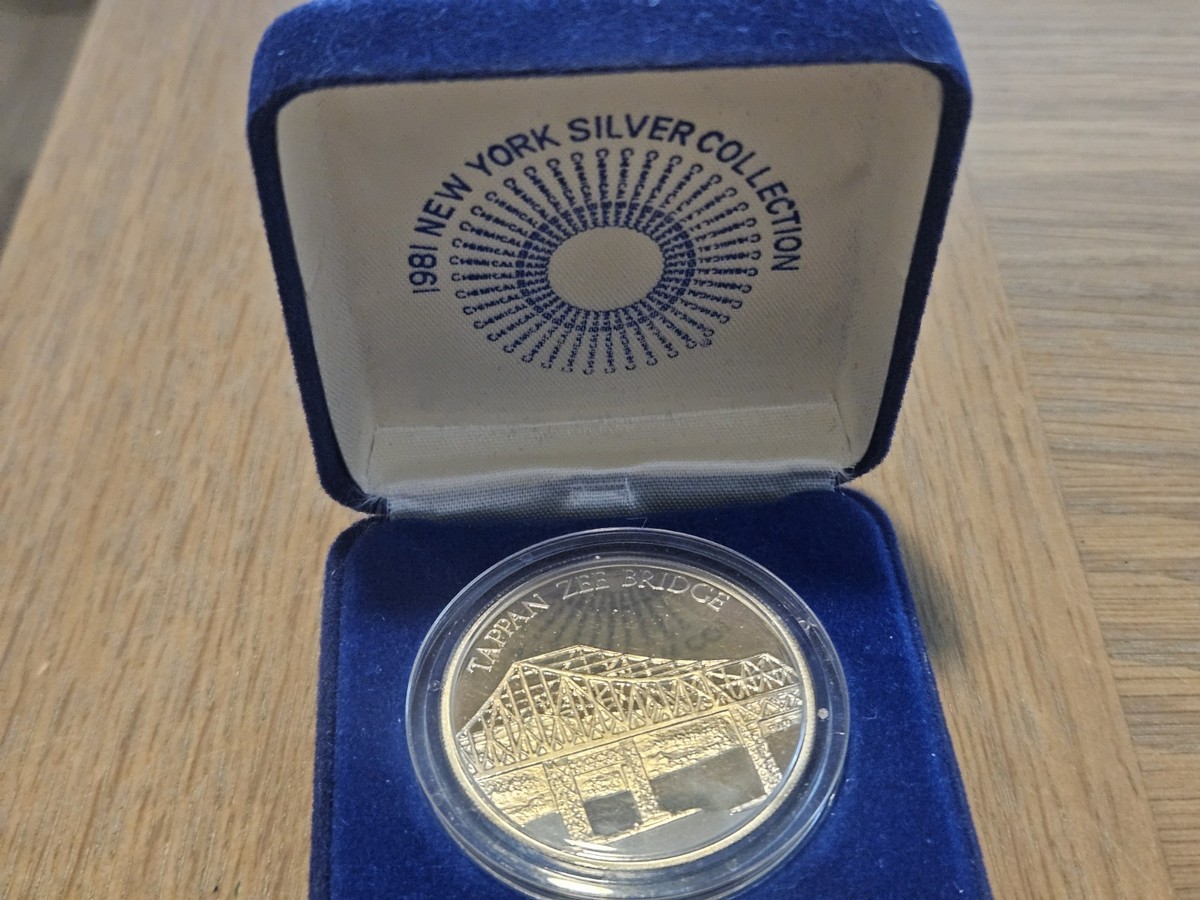 1981 Chemical Bank NYC Tappan ZEE Bridge Sterling Silver Medallion