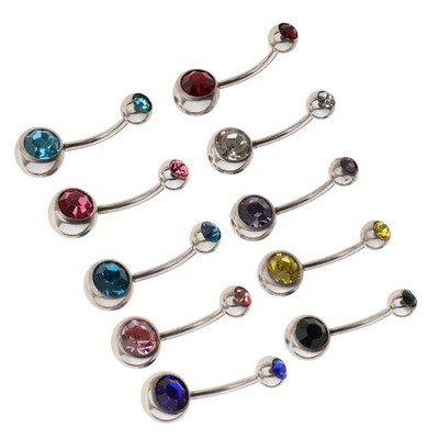 10Pcs 18g Colorful Rhinestone Navel Barbell Belly Button | eBay Australia