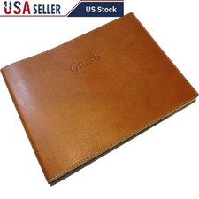 Leather Guest Book Italian Soft Cover Hotel Wedding Registry 500 Pages Signature