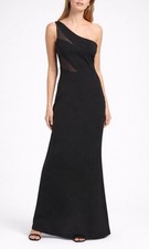 Laundry by Shelli Segal Black One Shoulder Mesh Panel Maxi Dress NWT Size 4 188