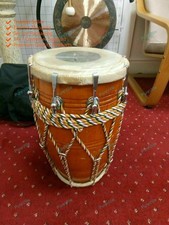 Corde Dholak Mangue Bois Indien Folk Traditionnel Musical Instrument Avec Bag