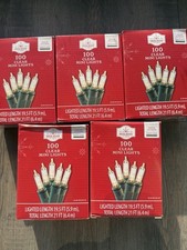 Holiday Time 100 Clear Mini Christmas Lights Strand Green Wire Set of 5 New