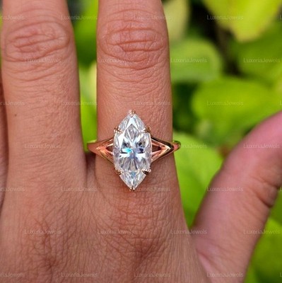4CT Marquise Cut Engagement Ring, Split Shank Ring, Wedding Ring, Gift For Her