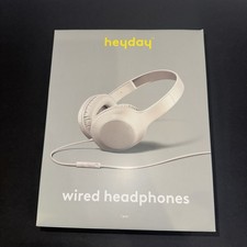 heyday White Wired Headphones 3.5mm Aux Plug Comfort Fit Microphone Remote