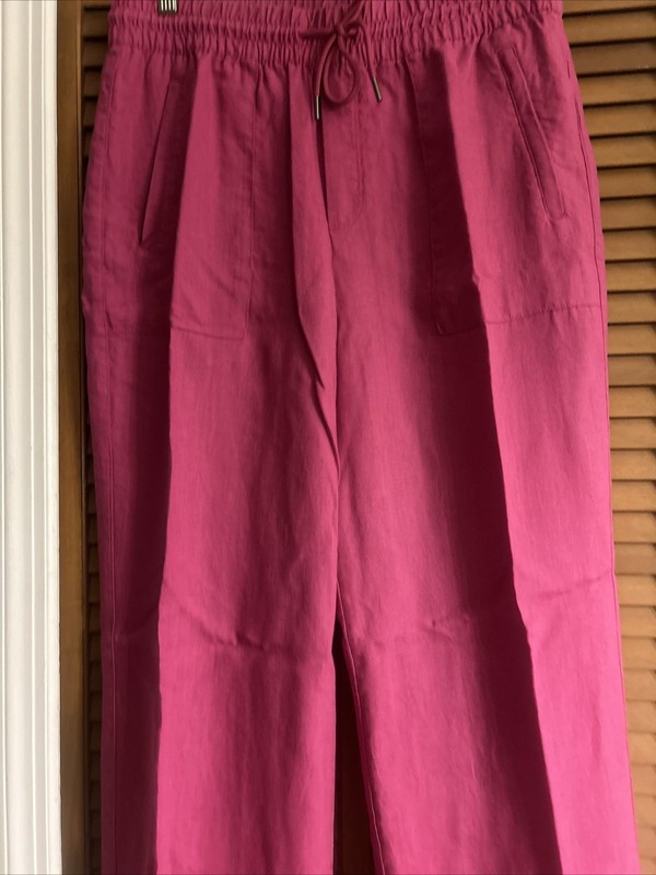 Athleta Retreat Linen Wide Leg Pants Womens Size MTCasual Bright Pink