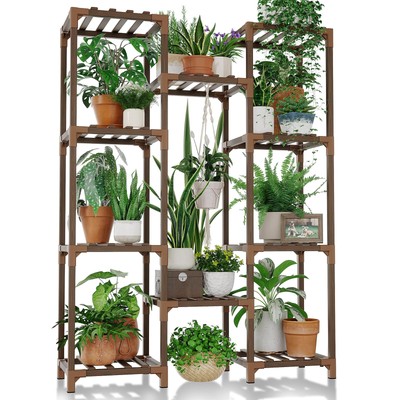 Plant Stand Indoor Outdoor Tall Plant Shelf for Multiple Plants Pots Wood Flo...