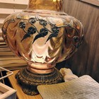 Authentic Vintage 1972 EF & EF Ind. Honey Amber Swirl Glass Brass Rose Lamp — photo 4