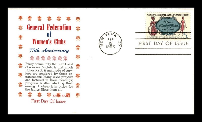 FIRST DAY COVER GENERAL FEDERATION OF WOMEN S CLUBS 75TH