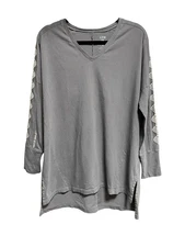 Life is Good Embroidered Relaxed Crusher Tunic Gray - SZ M - EUC