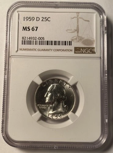 1959-D Washington Quarter NGC MS67 Blast White