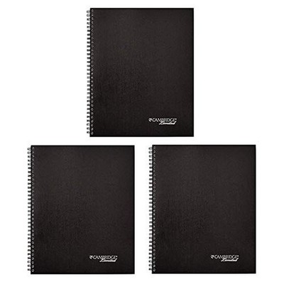 Wirebound Guided Business Notebook, Meeting Note Format, Dark Gray Linen Cove...