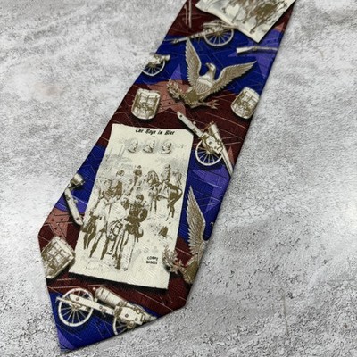 Vintage Ralph Marlin Silk Tie Mens OS Americana Multicolor Designer Necktie 90s