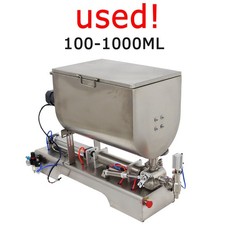 used! 110V 100-1000ml Liquid Paste Filling Machine Mixing Function Jam Filler