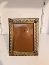 Ancien Cadre Photo Sous Verre Laiton Doré Fleurs Lys 13x18cm 18x13cm